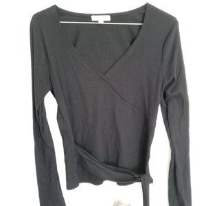 Juniors Black long sleeve cami blouse